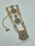 Elegant Long Kundan necklace set with Multi color meenakari - BelleNoor