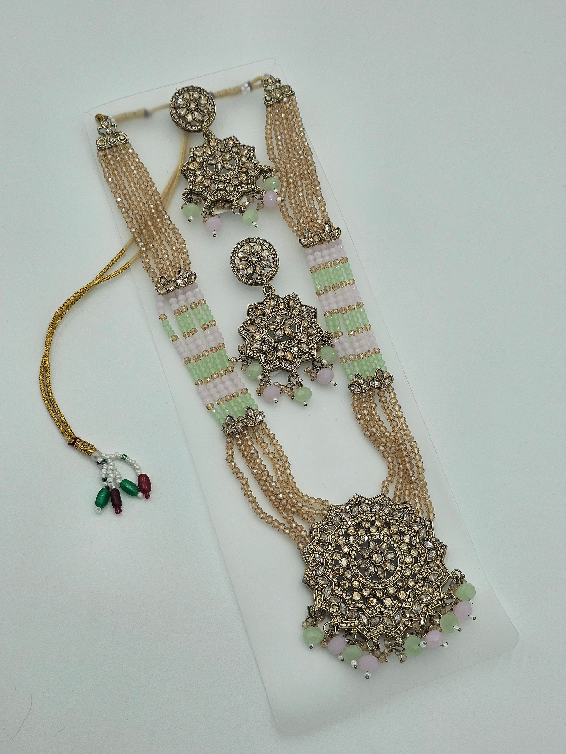 Elegant Long Kundan necklace set with Multi color meenakari - BelleNoor
