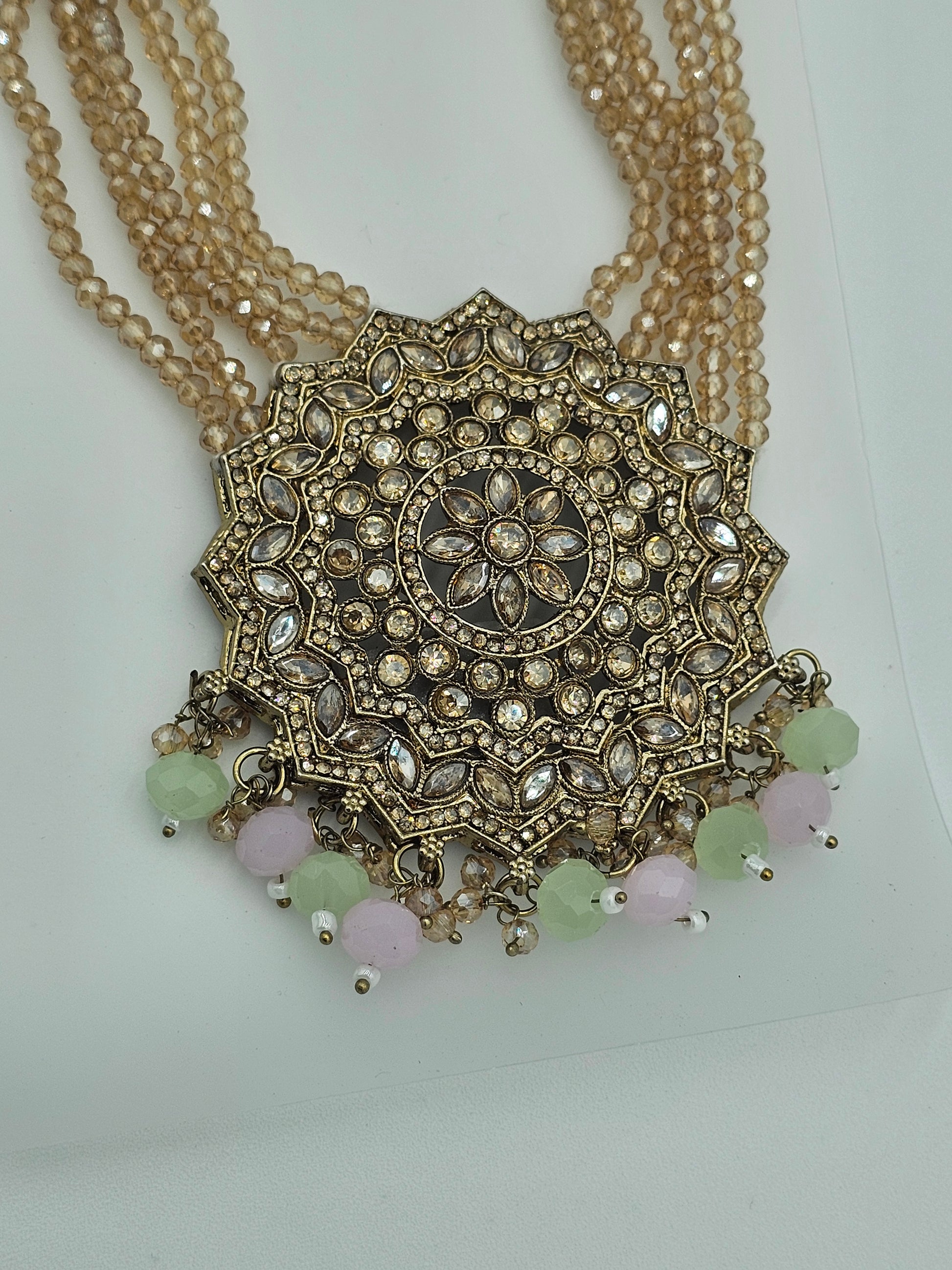 Elegant Long Kundan necklace set with Multi color meenakari - BelleNoor