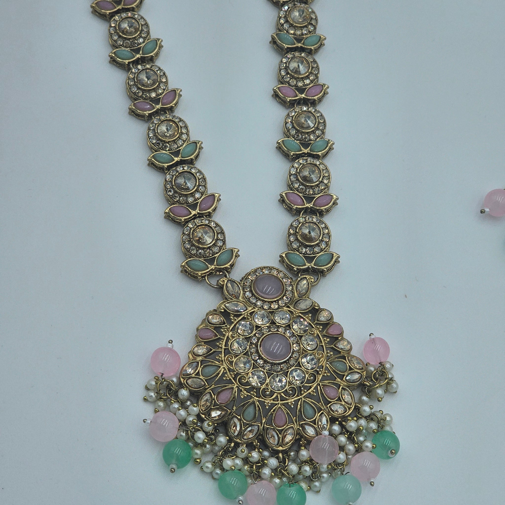Elegant Long Kundan necklace set with Multi color meenakari - BelleNoor