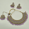 Lavender Kundan Jewelry Set – Necklace, Earrings & Tikka | Elegant Bridal & Party Wear - BelleNoor