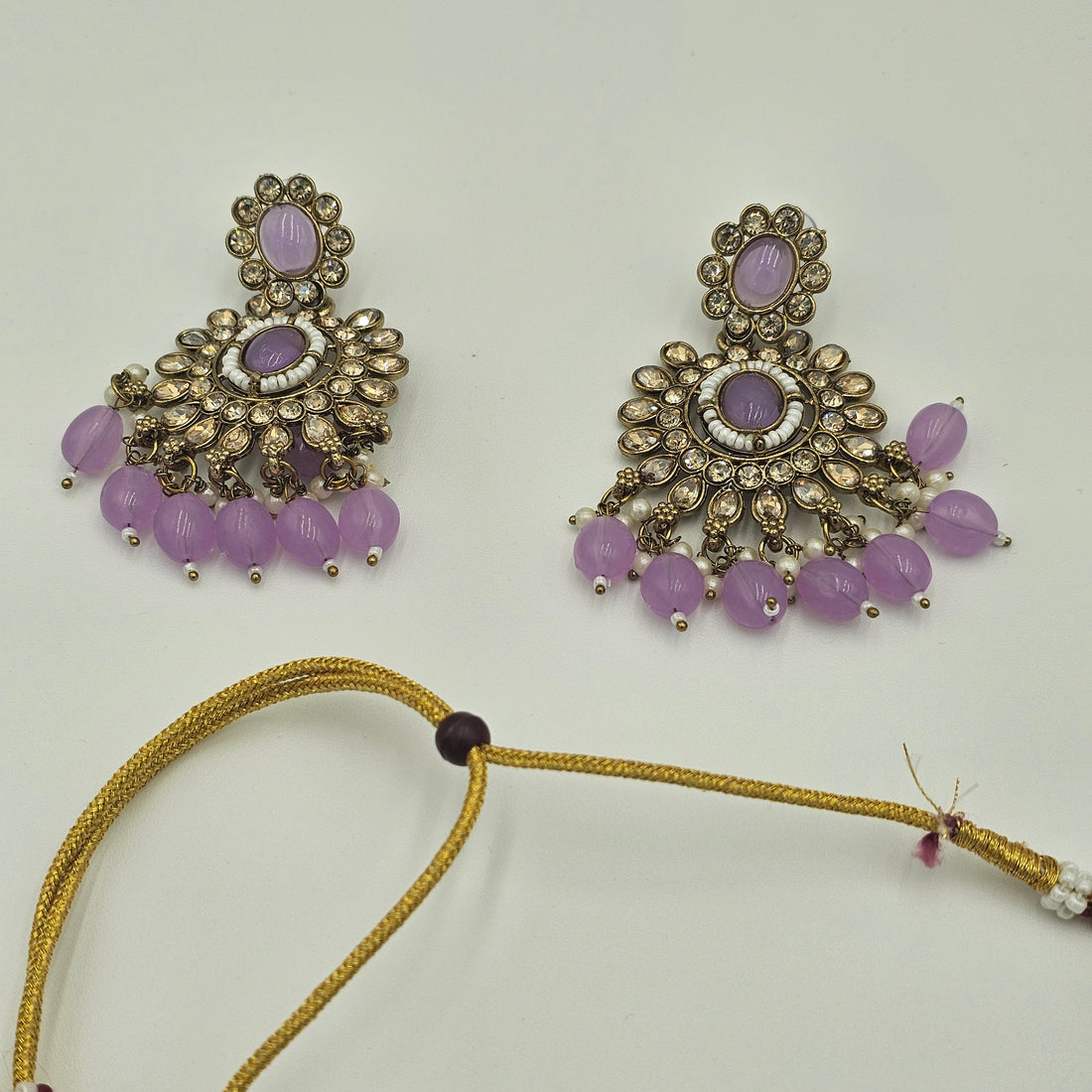 Lavender Kundan Jewelry Set – Necklace, Earrings & Tikka | Elegant Bridal & Party Wear - BelleNoor
