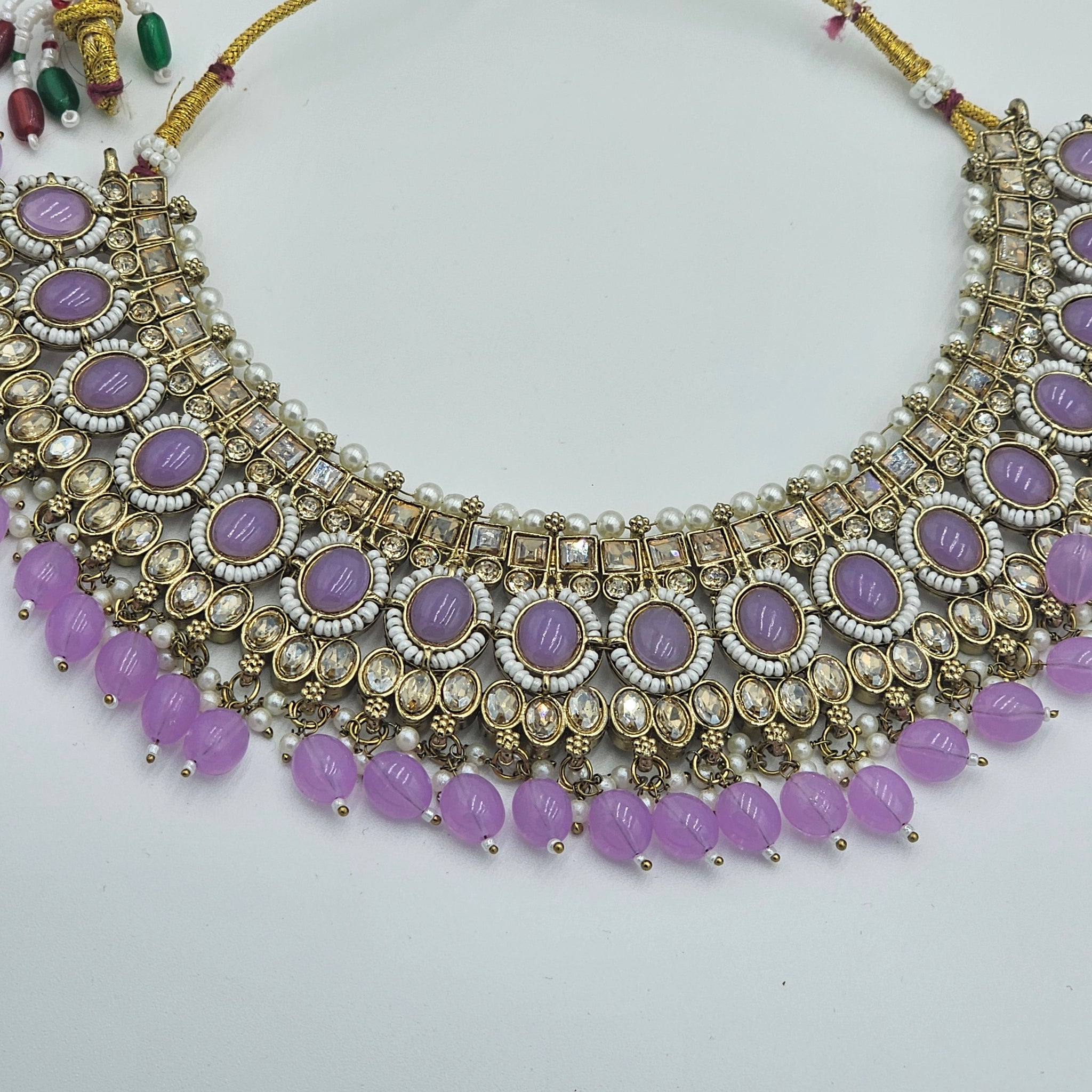 Lavender Kundan Jewelry Set – Necklace, Earrings & Tikka | Elegant Bridal & Party Wear - BelleNoor