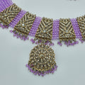 Lavender Crystal Choker Necklace with Pendant - BelleNoor