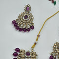 Royal Purple Kundan Jewelry Set – Necklace, Earrings & Maang Tikka - BelleNoor