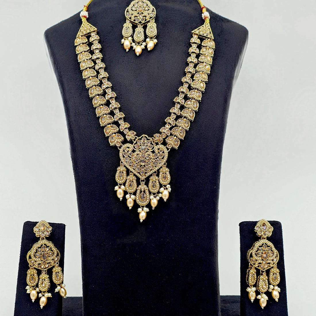Gold-Tone Bridal Necklace Set with Maang Tikka | Bellenoor - BelleNoor