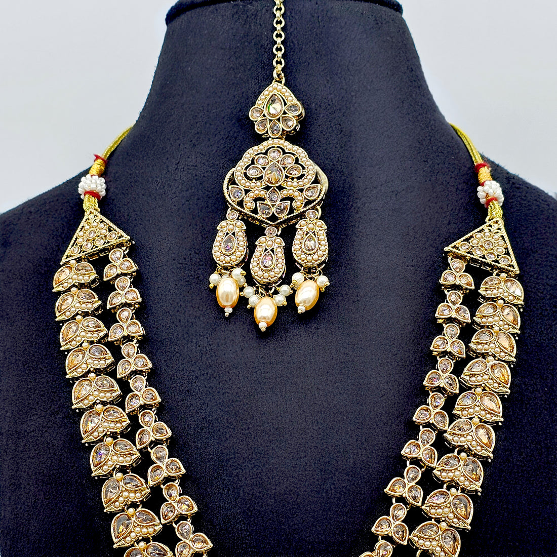 Gold-Tone Bridal Necklace Set with Maang Tikka | Bellenoor - BelleNoor
