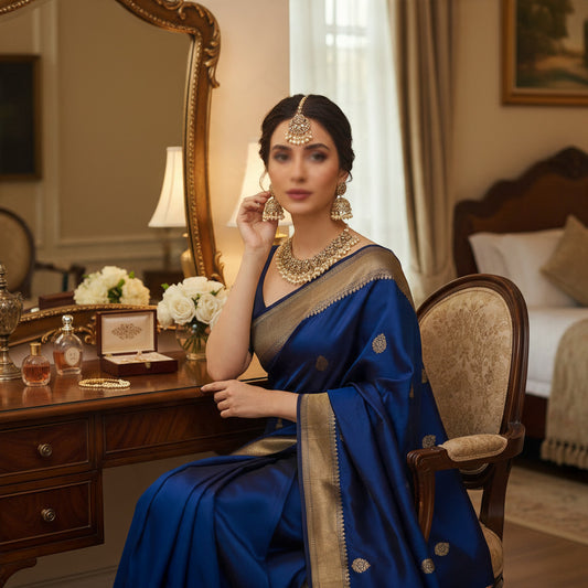 Antique Gold Kundan Pearl Bridal Jewellery Set | Bellenoor - BelleNoor