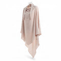 BelleNoor beige polyester khimar with a tie-back design, featuring a long, elegant drape for modest wear.