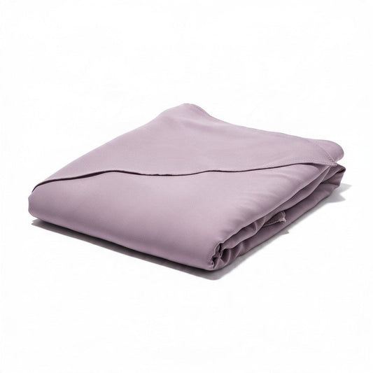 BelleNoor lavender wrinkle-resistant polyester khimar folded neatly on a white background.
