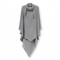 BelleNoor light grey long khimar with tie-back design, featuring a soft, flowing fabric for elegant modest wear.