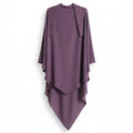 BelleNoor purple polyester khimar with a long draped design and tie-back closure for modest fashion.