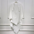 BelleNoor white long khimar in wrinkle-free Nida polyester fabric with a tie-back design for modest wear.